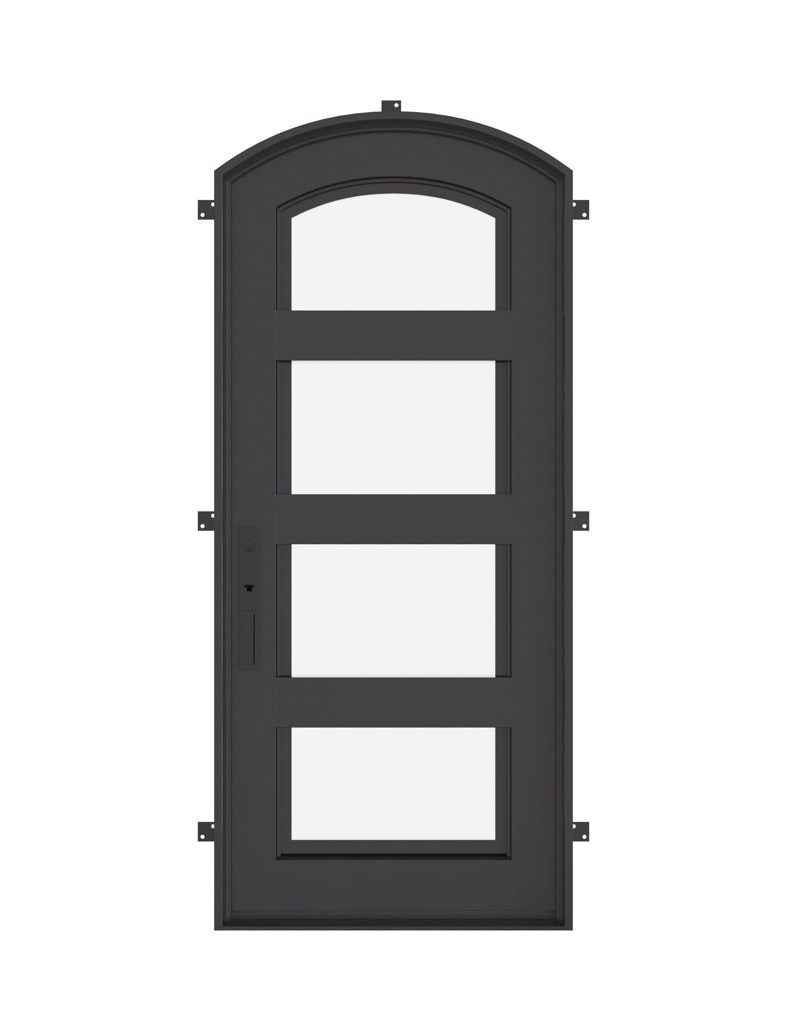 Knox black finished soft arch top hinged door for cold weather.