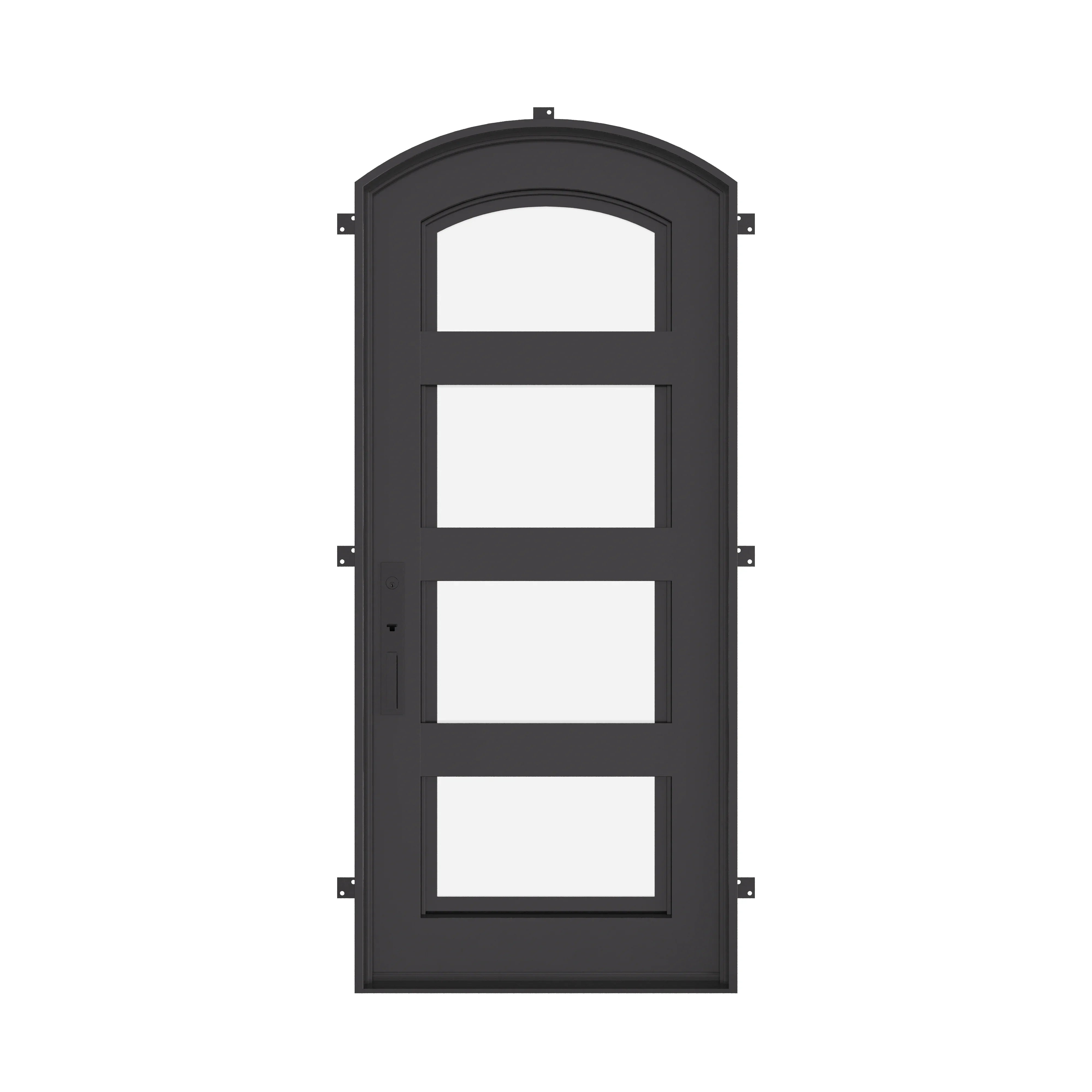 Knox black finished soft arch top hinged door for cold weather.