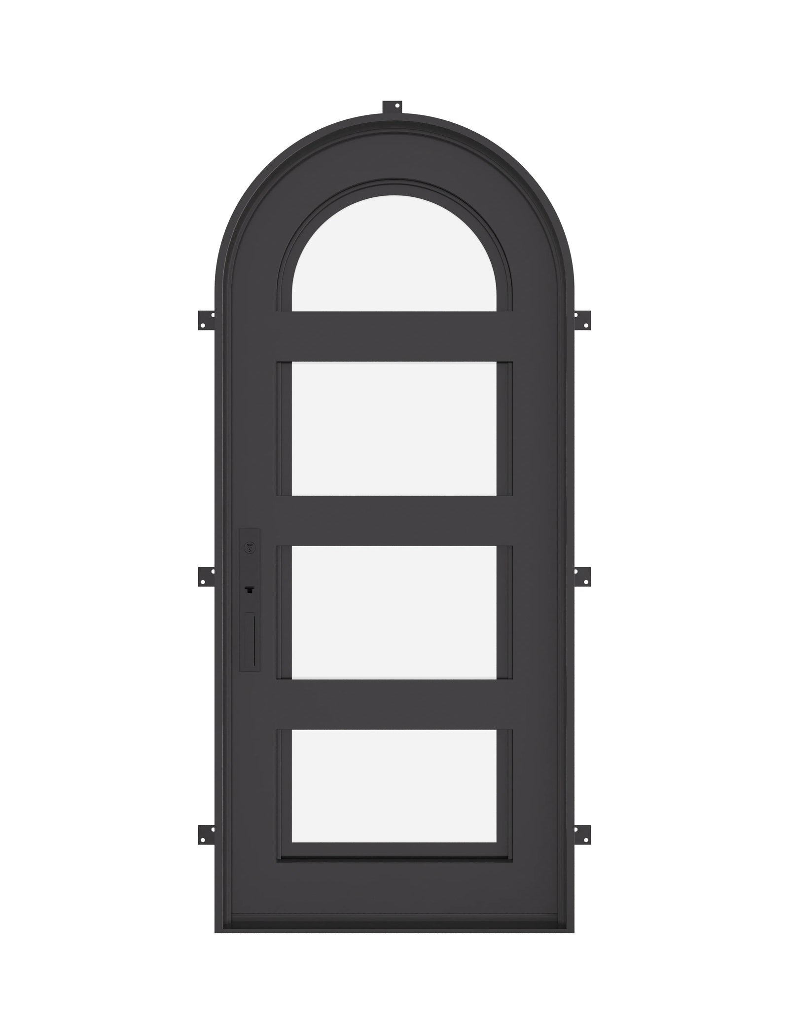 Knox single full arch top entry door with modern design and dual-pane glass.