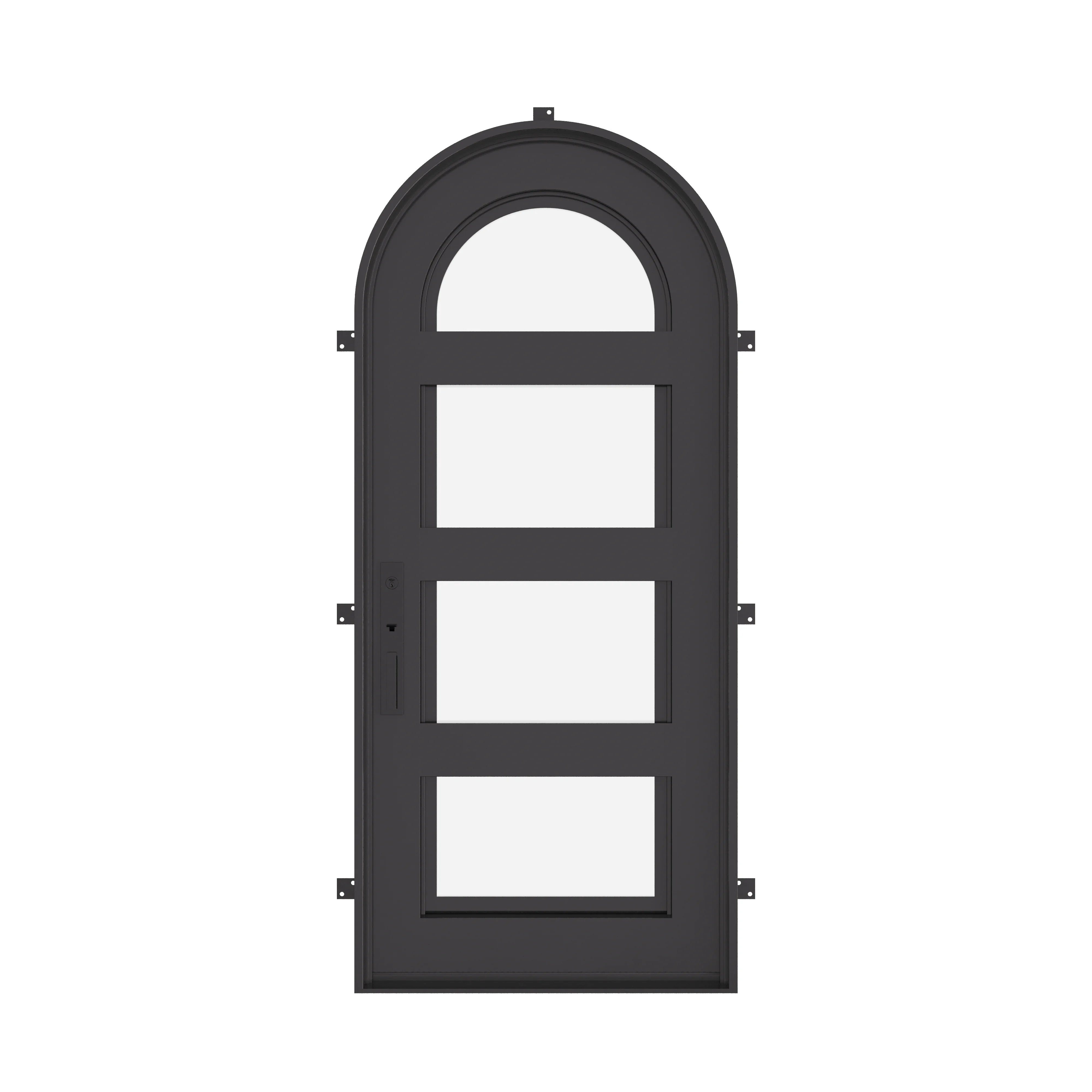 Knox single full arch top entry door with modern design and dual-pane glass.