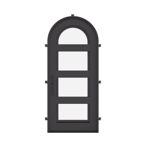 Knox single full arch top entry door with modern design and dual-pane glass.