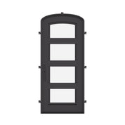 Knox architectural iron exterior mini arch top single door with glass in black color.