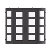 Knox double flat steel front doors with side windows for wide entryway