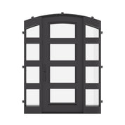 Knox black single door with arch top and operable dual-pane glass.