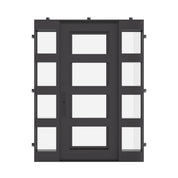 Knox single square top entry door with sidelights in bronze.