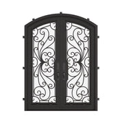 Miracle arched entry door with glass in bronze color.