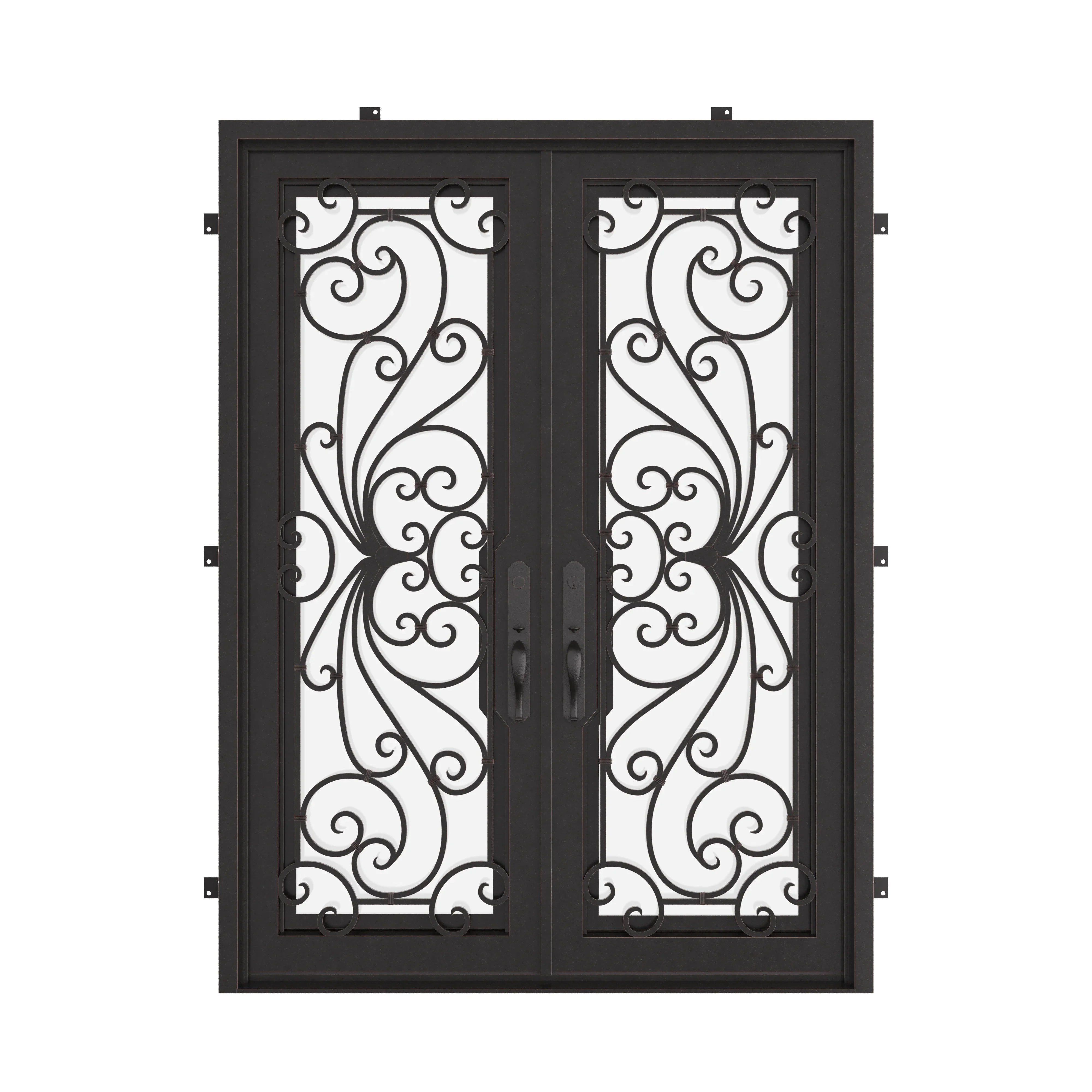 Miracle pre-hung bronze color metal double flat patio door.
