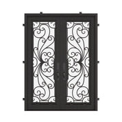Miracle bronze color wrought iron double square top door with thick glass.