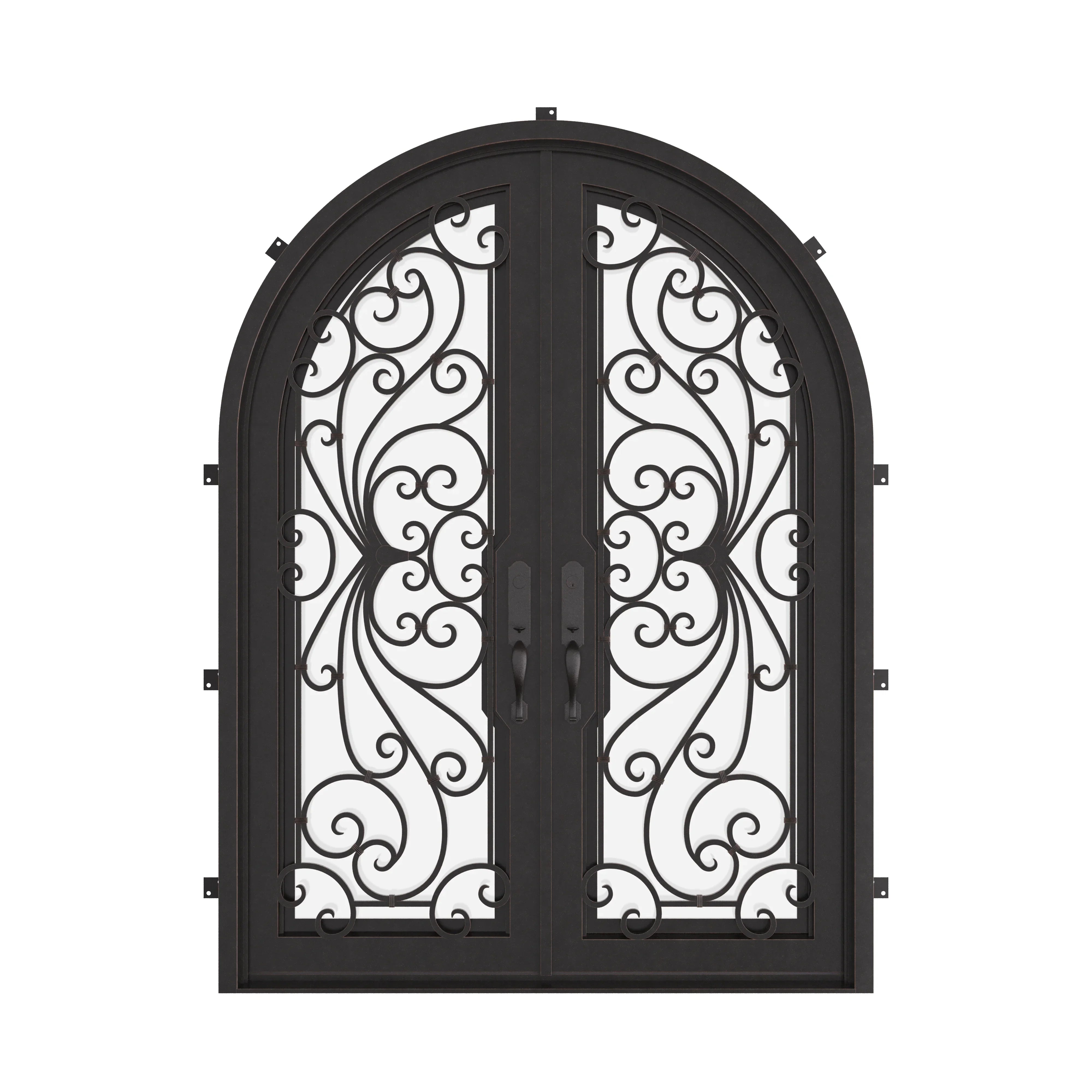 Miracle round top iron french door thermally broken.