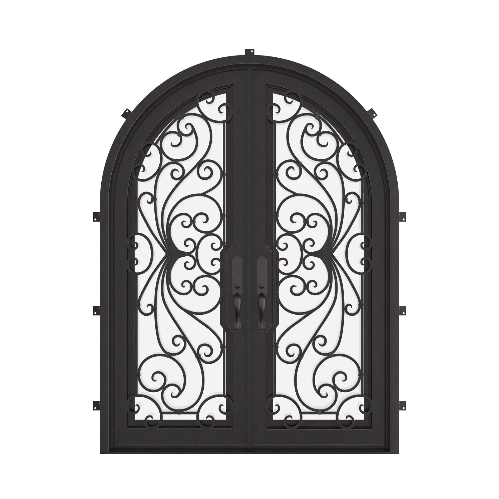 Miracle double radius top french entry door with thick dual-pane glass.