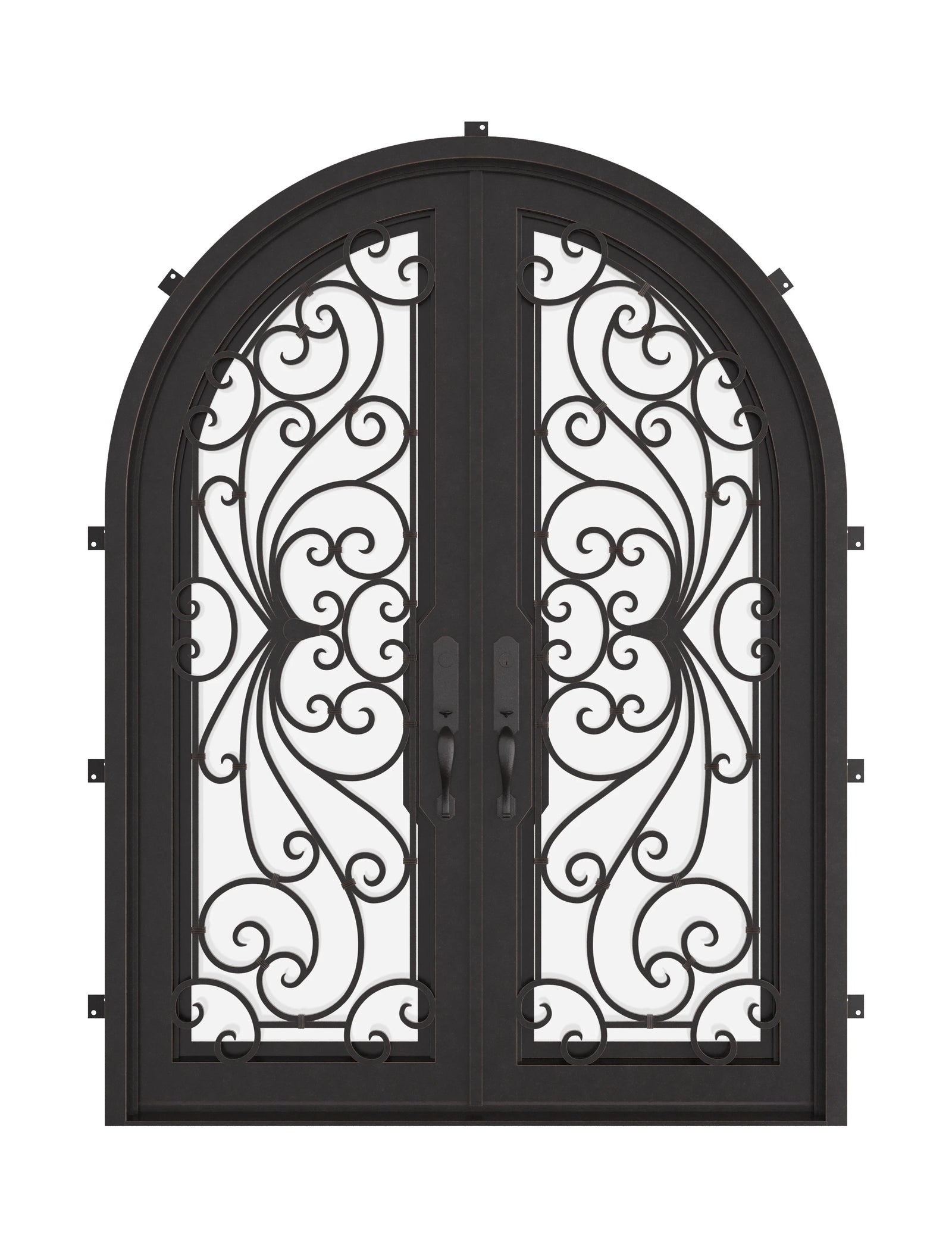 Miracle double radius top french entry door with thick dual-pane glass.
