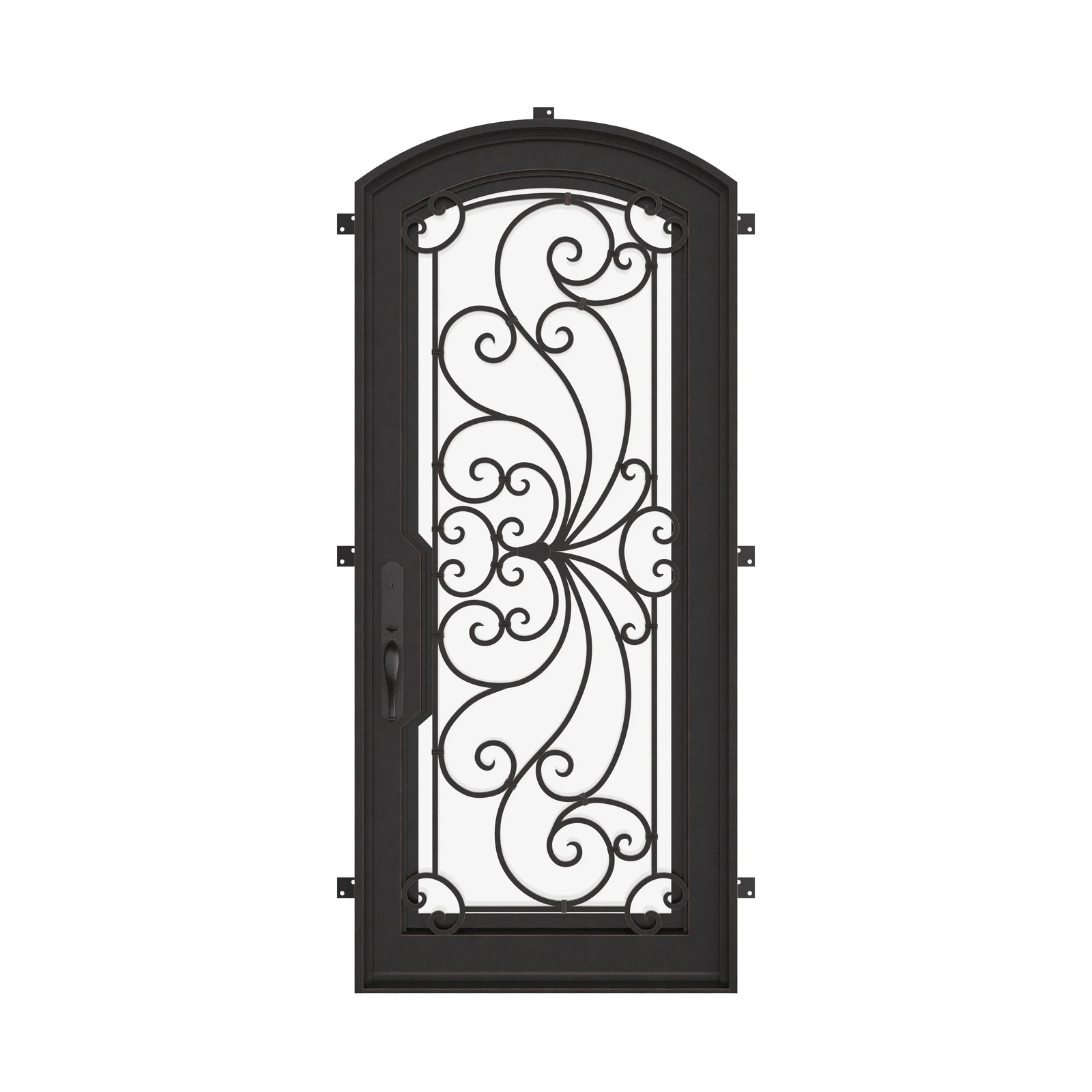 Miracle single soft arch top swing door with thick double-pane glass.