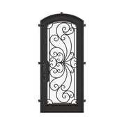 Miracle single soft arch top swing door with thick double-pane glass.
