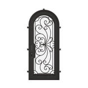 Miracle single full arch entry door thermally broken with efficient glass in matte black.