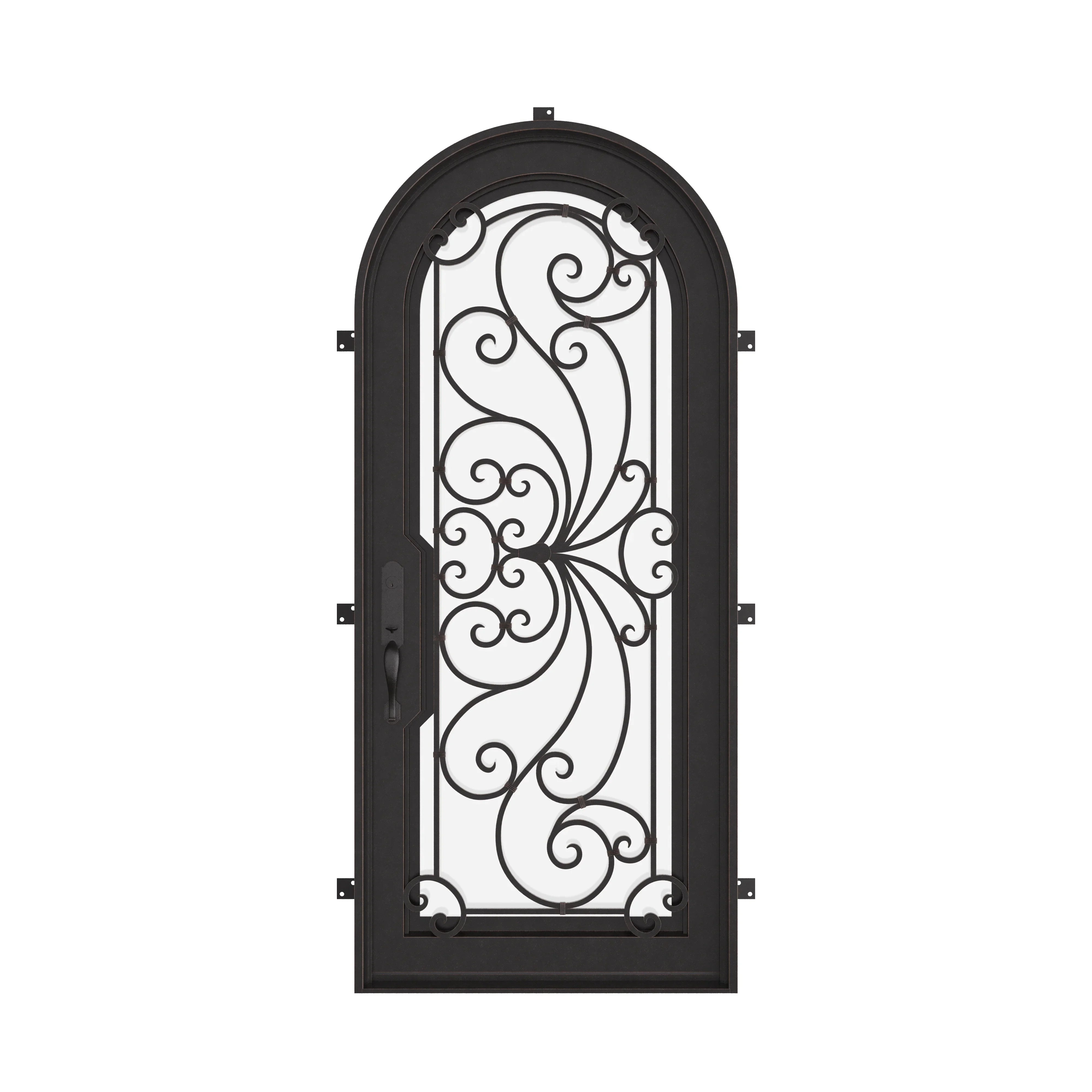 Miracle single full arch entry door thermally broken with efficient glass in matte black.