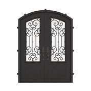 New York arched top double entry door in bronze with thermal barrier and glass.