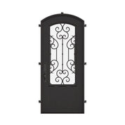 New York single arch top single door with tempered glass in bronze color.