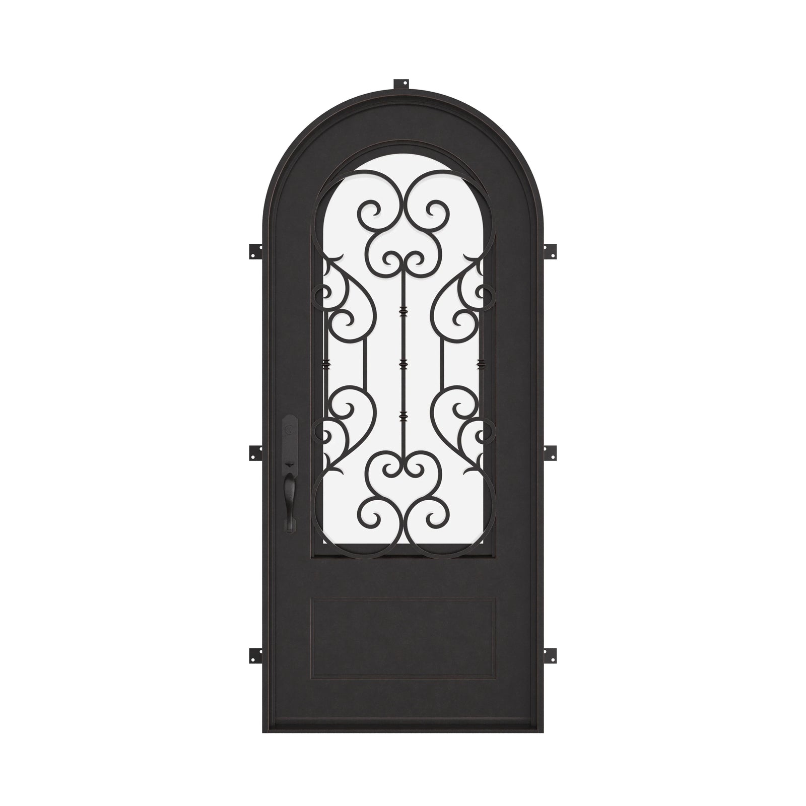 New York single radius top hinged door with thick tempered glass.