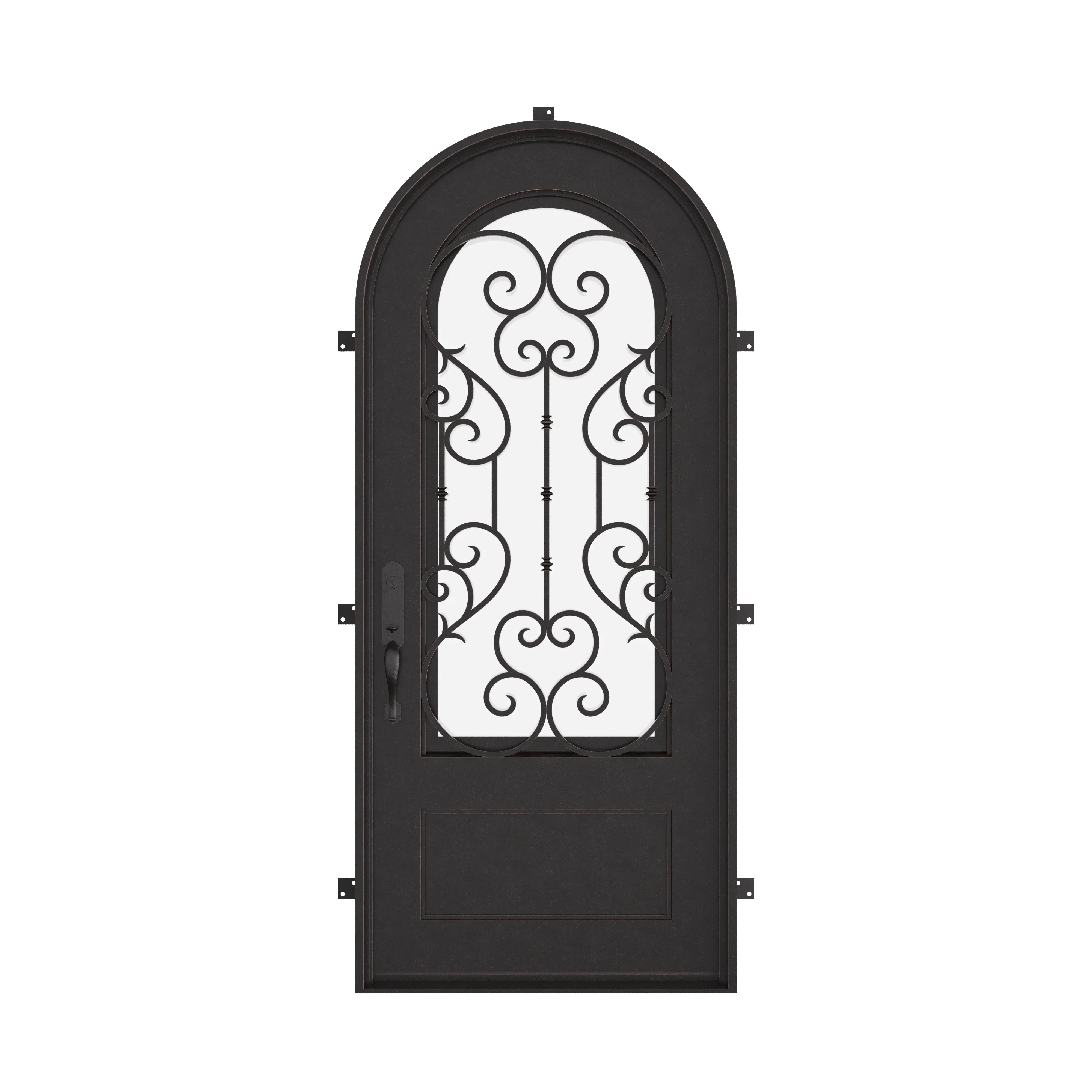 New York single radius top hinged door with thick tempered glass.