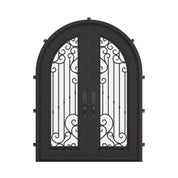 Paris radius top double french entry door with energy efficient tempered glass.