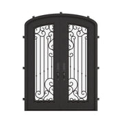 Paris bronze colored arched style iron door with efficient glass.