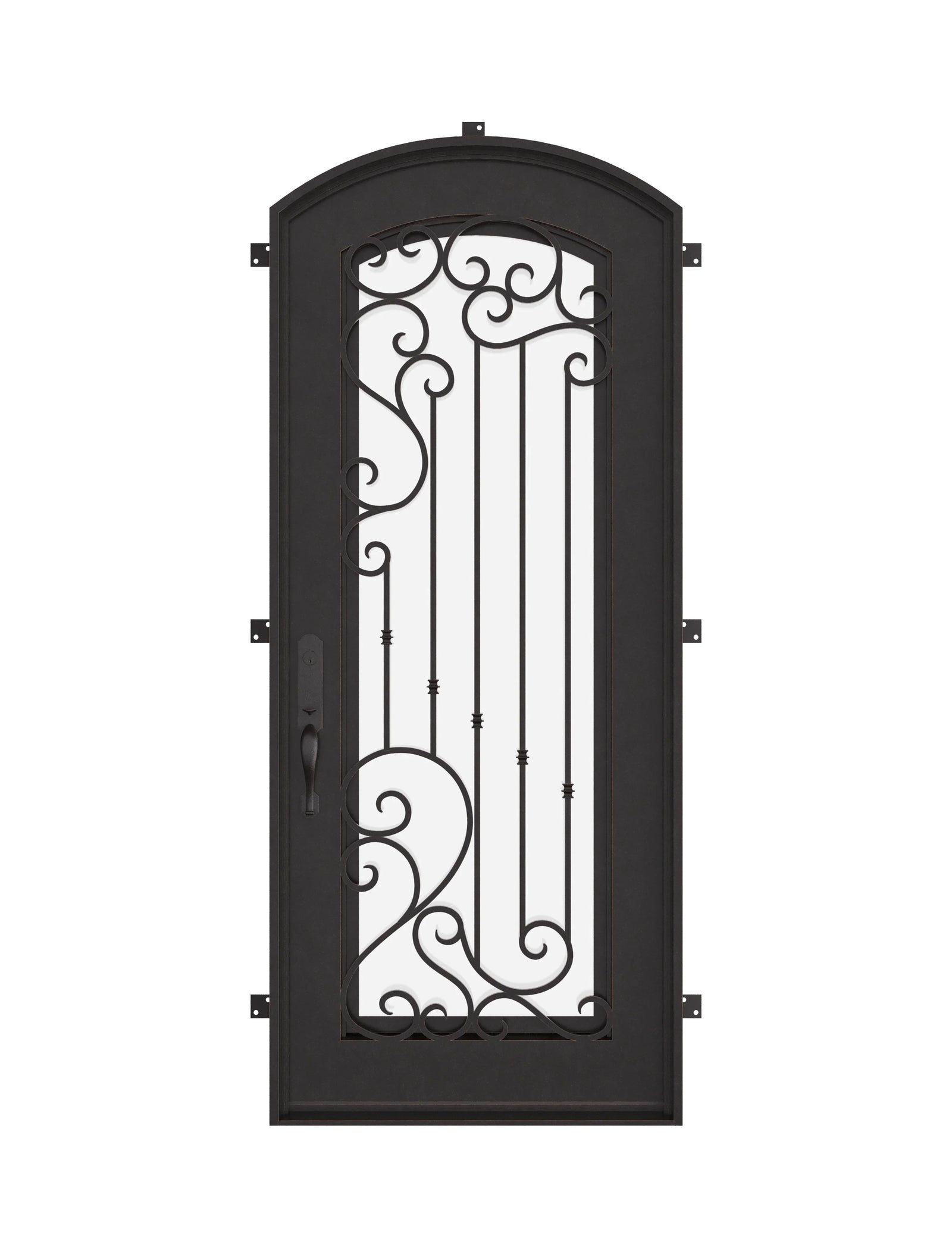 Paris arch top metal single swing door with thermal barrier.