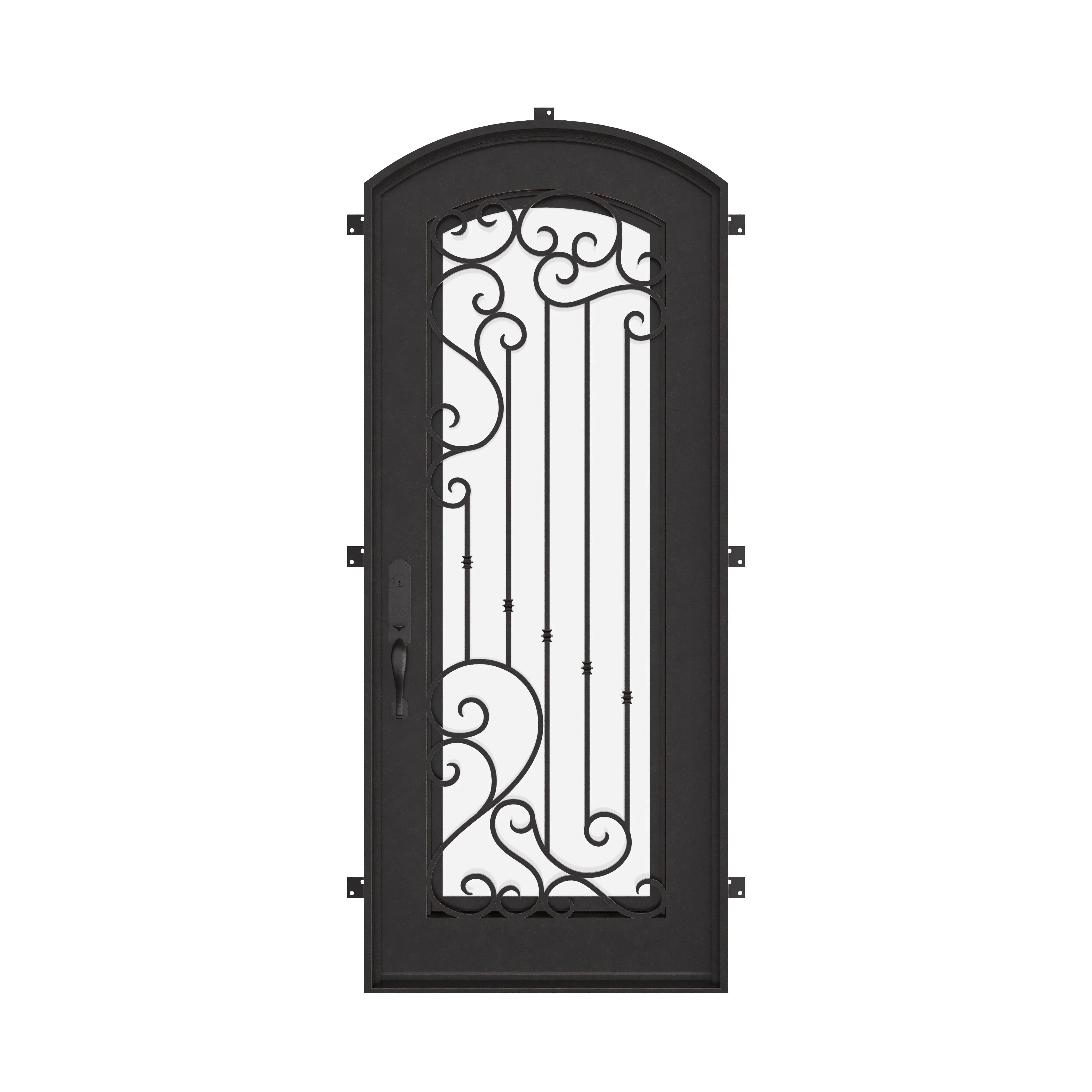 Paris arch top metal single swing door with thermal barrier.