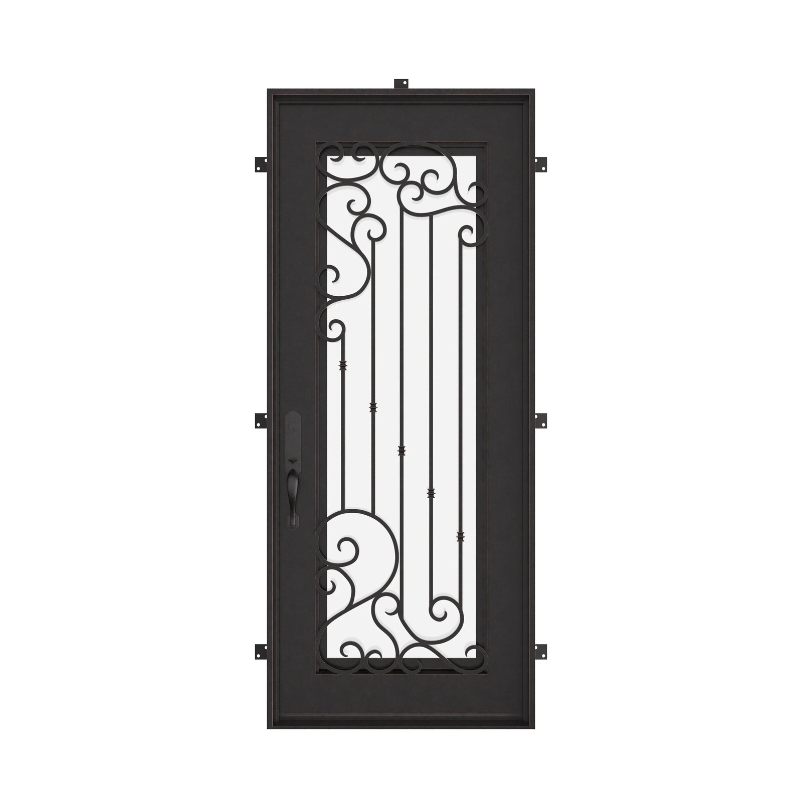 Paris single flat entry door with thermal barrier and decorative metalwork.