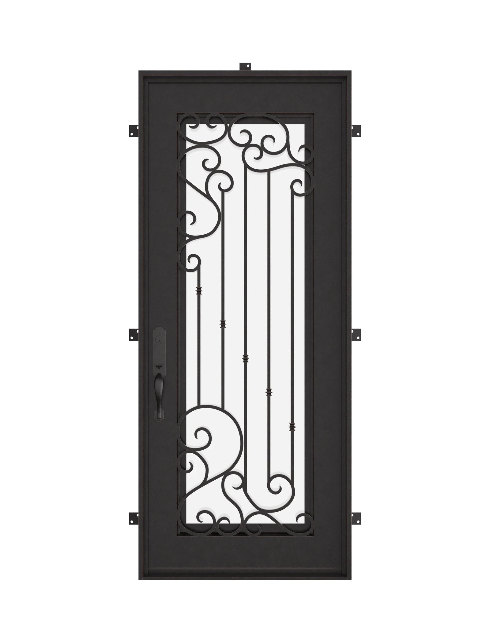 Paris single flat entry door with thermal barrier and decorative metalwork.