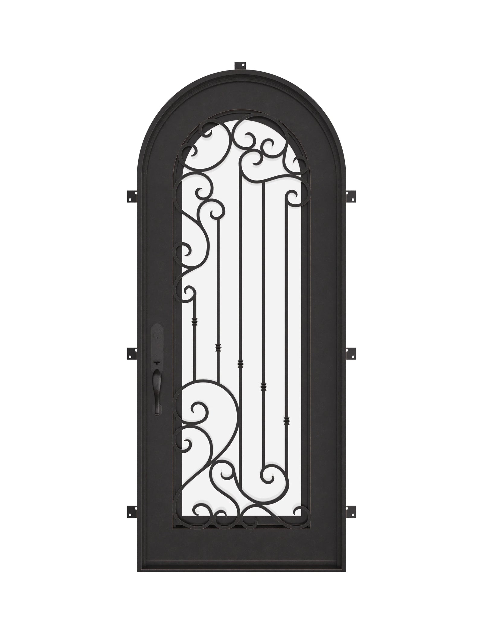Paris single full arch door with thermal break in black.