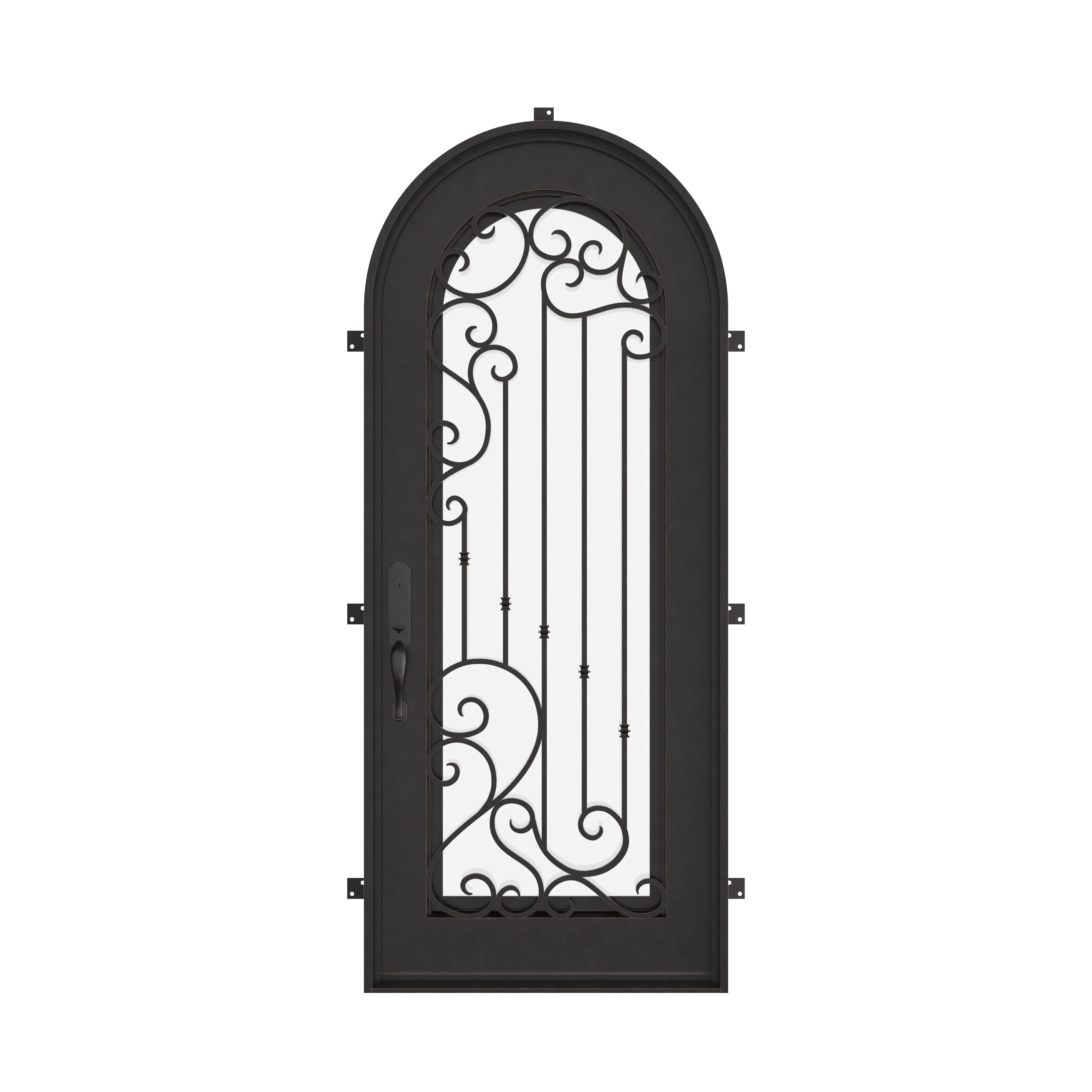 Paris single full arch door with thermal break in black.