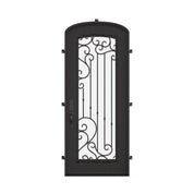 Paris pre-hung bronze color metal mini arch top single door with thick double-pane glass.