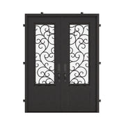 Story bronze color exterior wrought iron double square top hinged door.