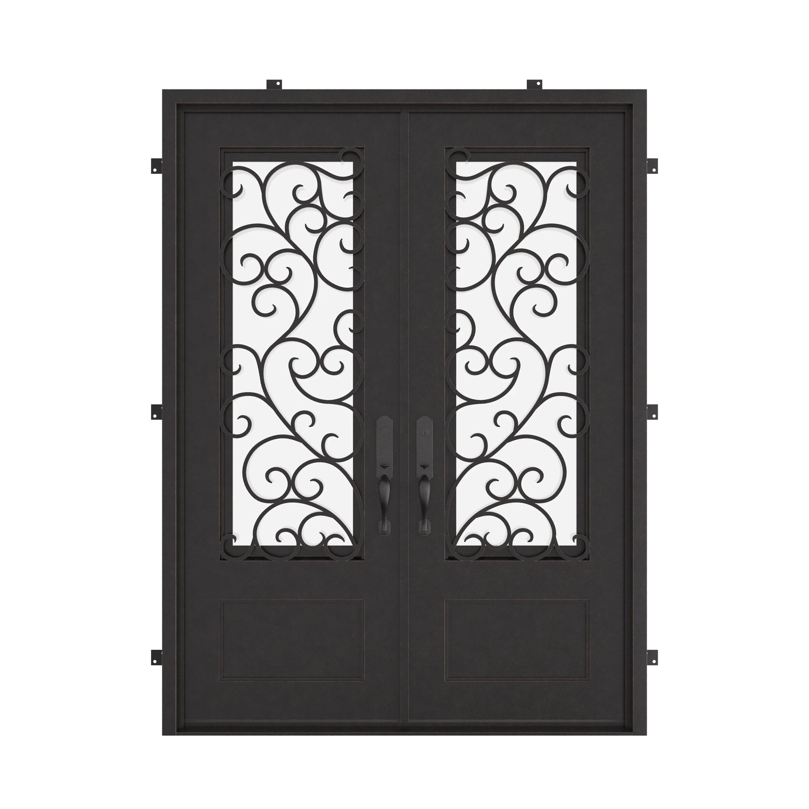 Story flat top door with double glass thermally broken.