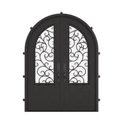 Story radius top iron door with clear glass.