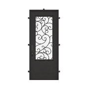 Story single flat metal entry door with thermal break in bronze color.