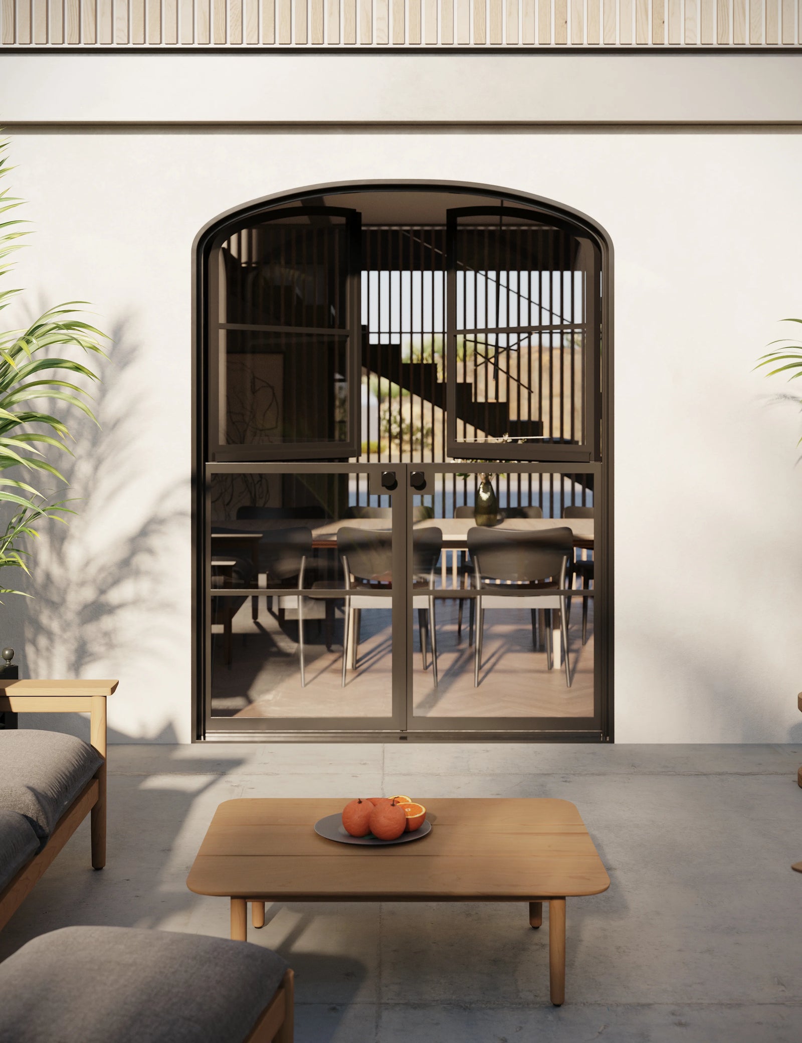 Double mini arch Air 4 Dutch doors with divided glass upper panels