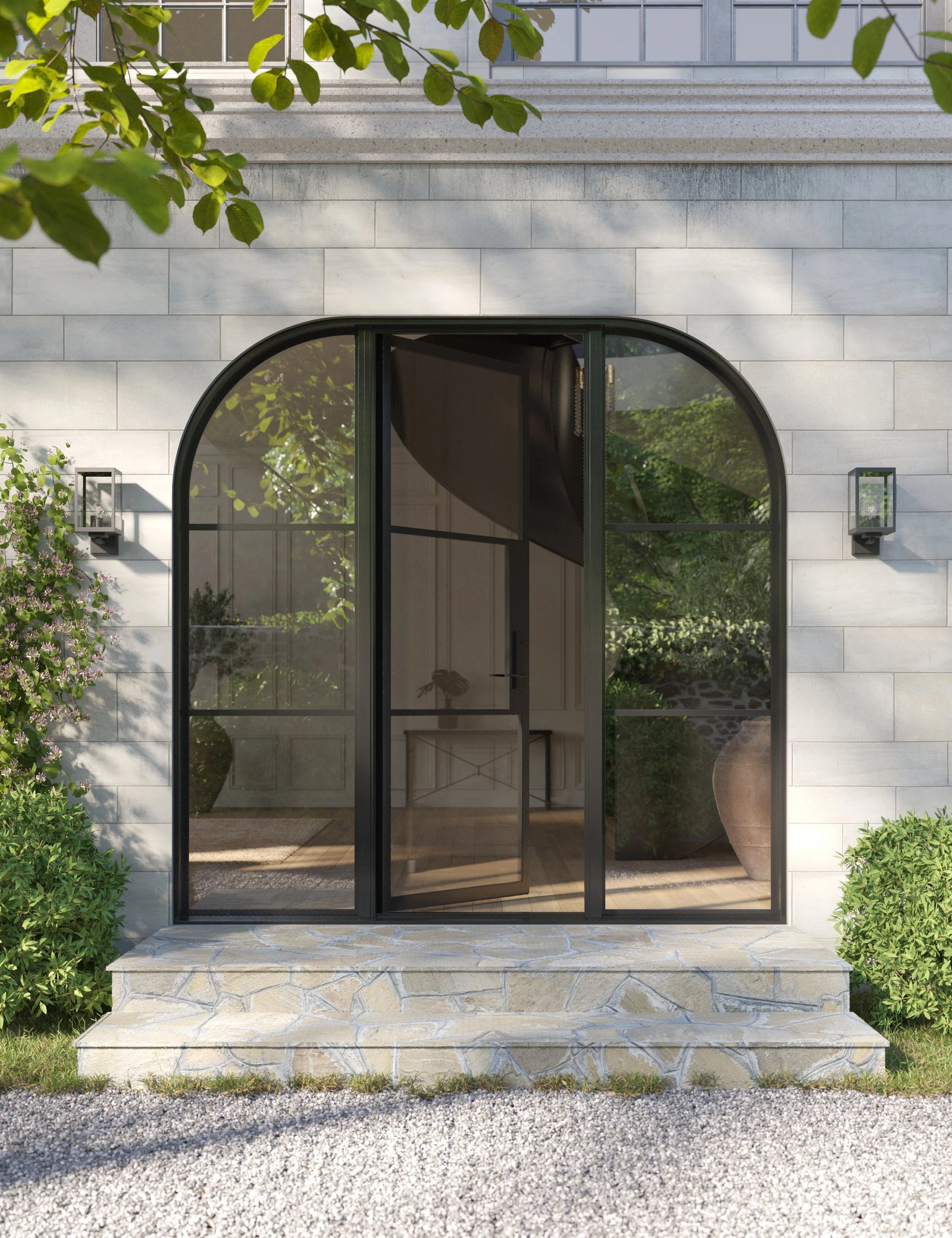 Air 4 Loop black steel single entry with arch side windows
