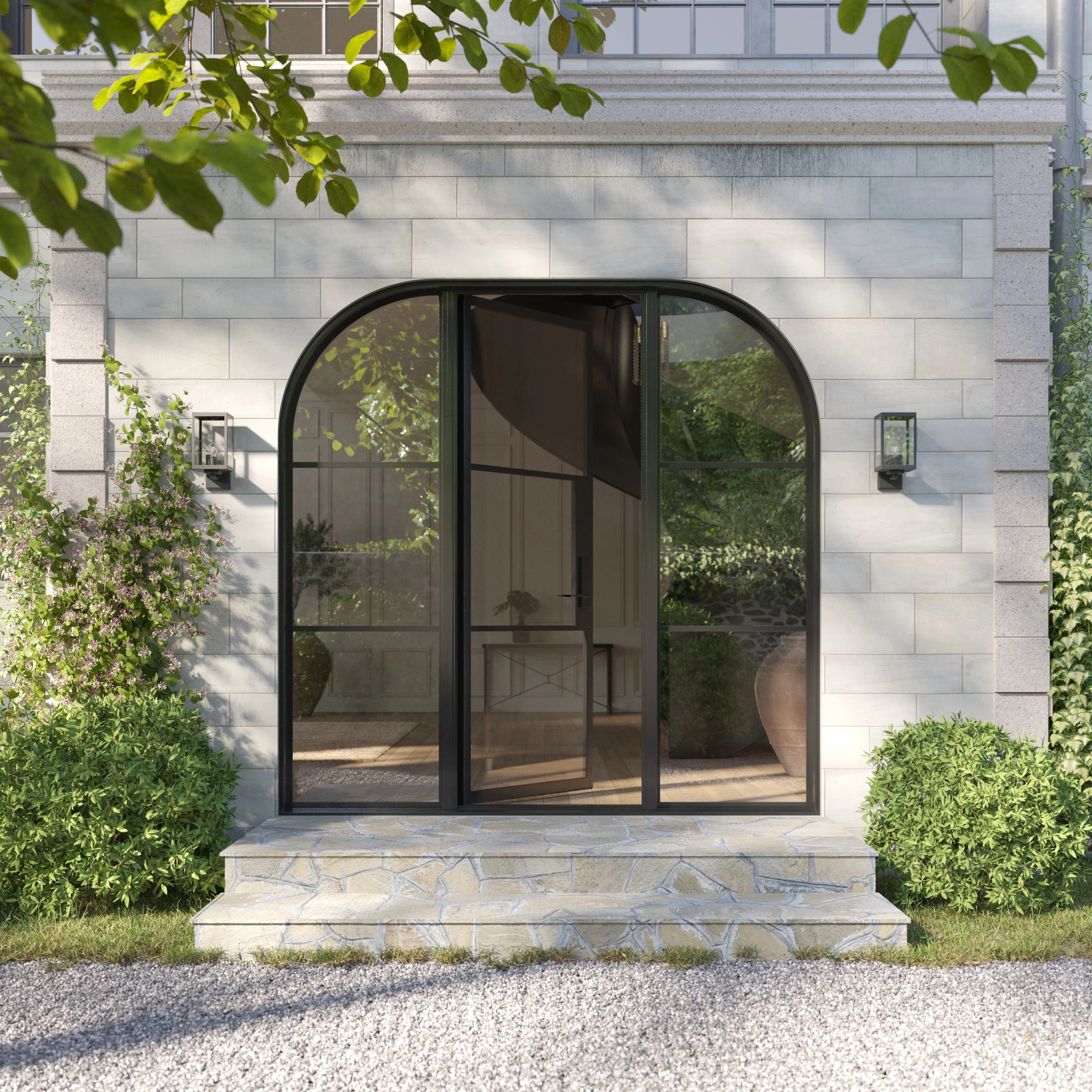 Air 4 Loop black steel single entry with arch side windows