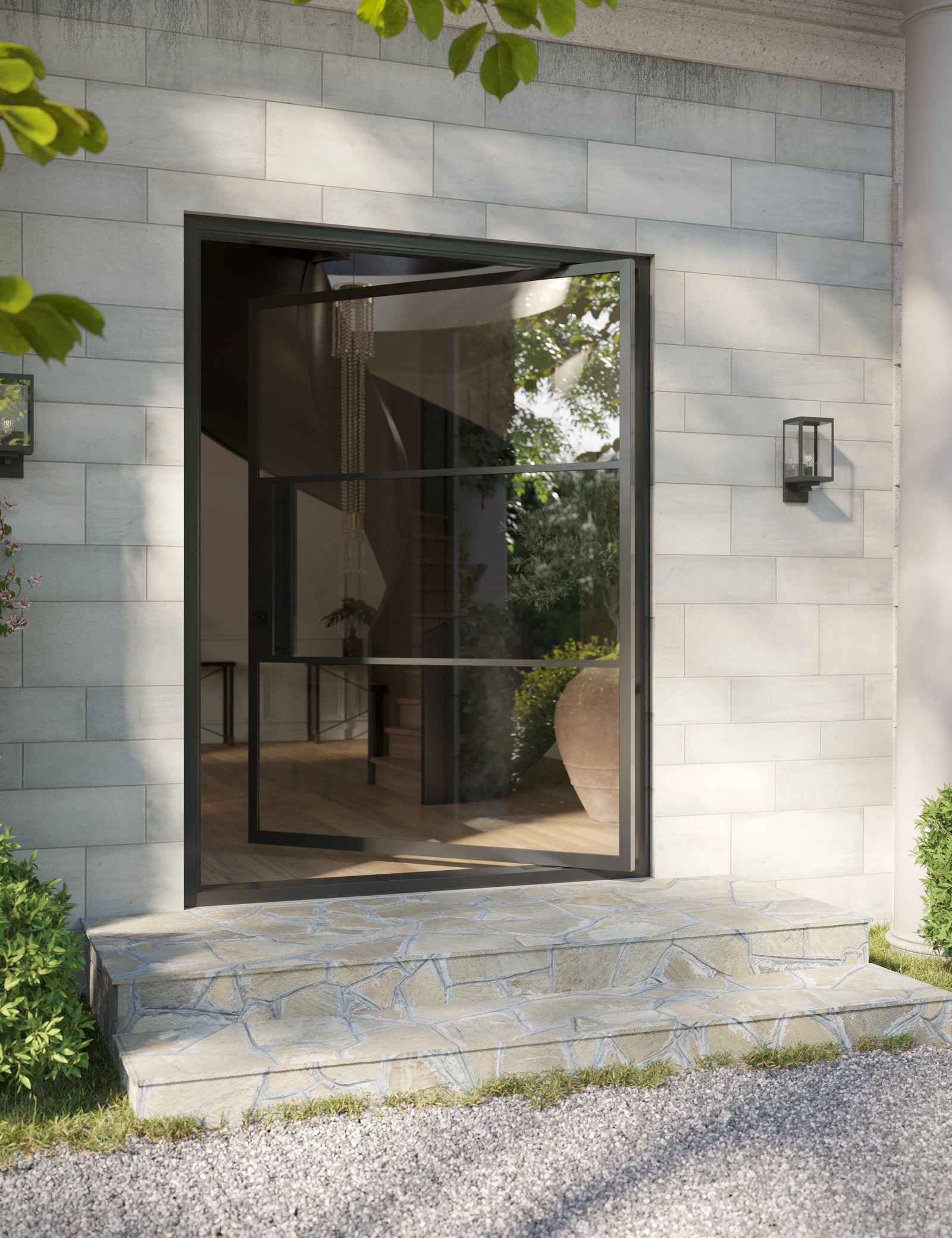 contemporary flat pivot front door