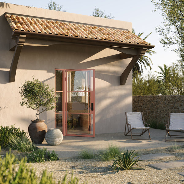 contemporary single door with left sidelight and energy-efficient build