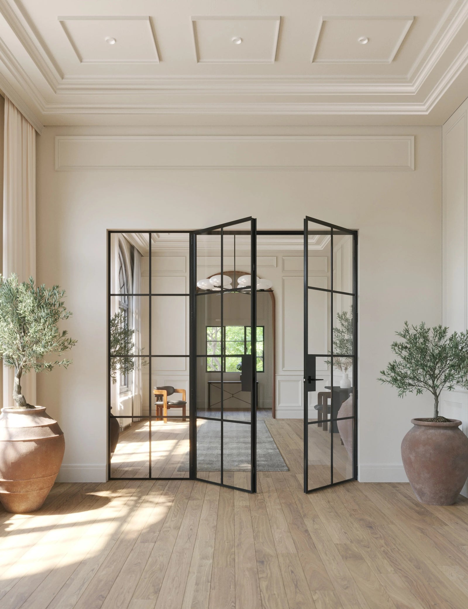 Air 5 double flat interior doors with left sidelight solid steel construction