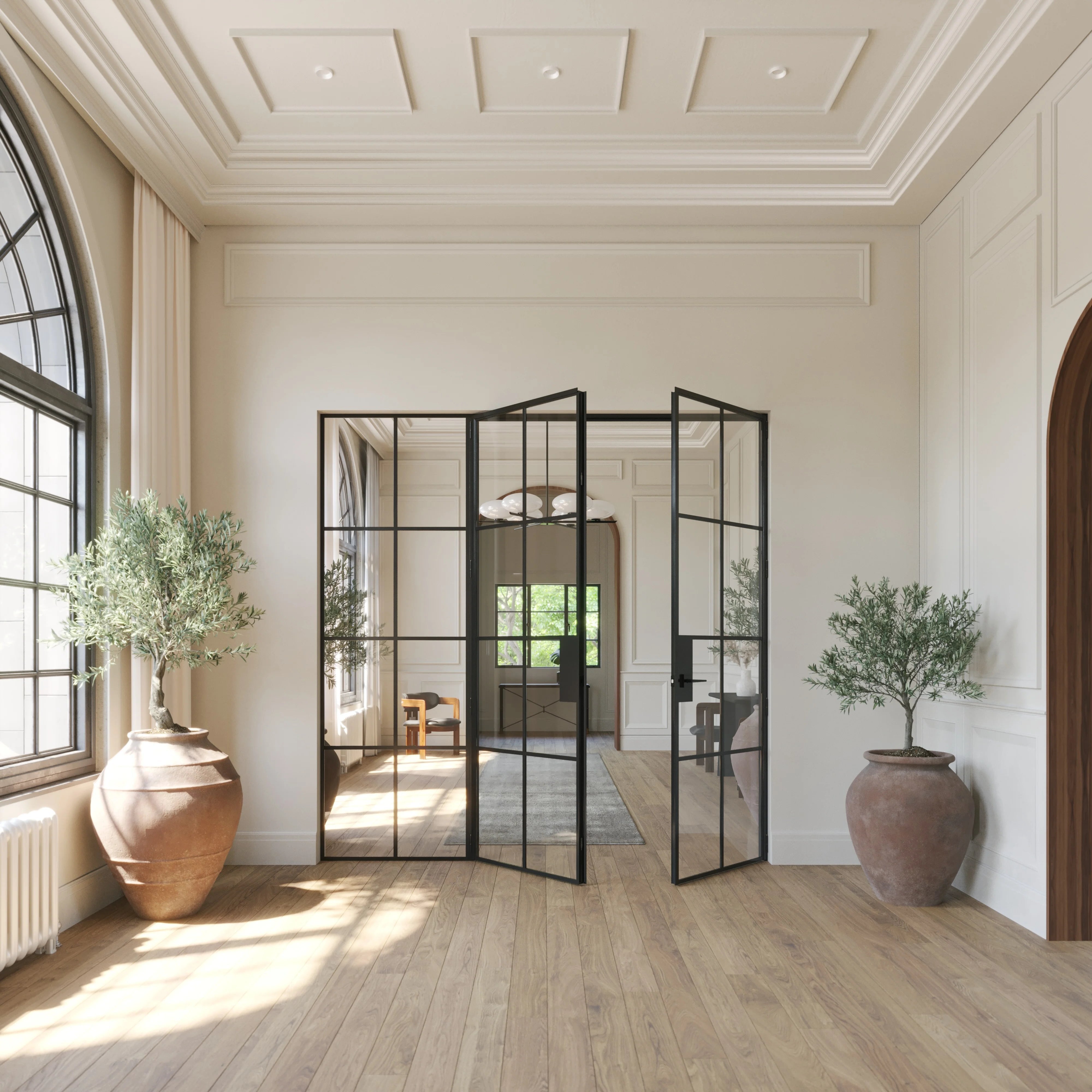 Air 5 double flat interior doors with left sidelight solid steel construction