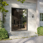 Air 5 pivot flat steel door with slim cold-rolled steel frame and clear glass