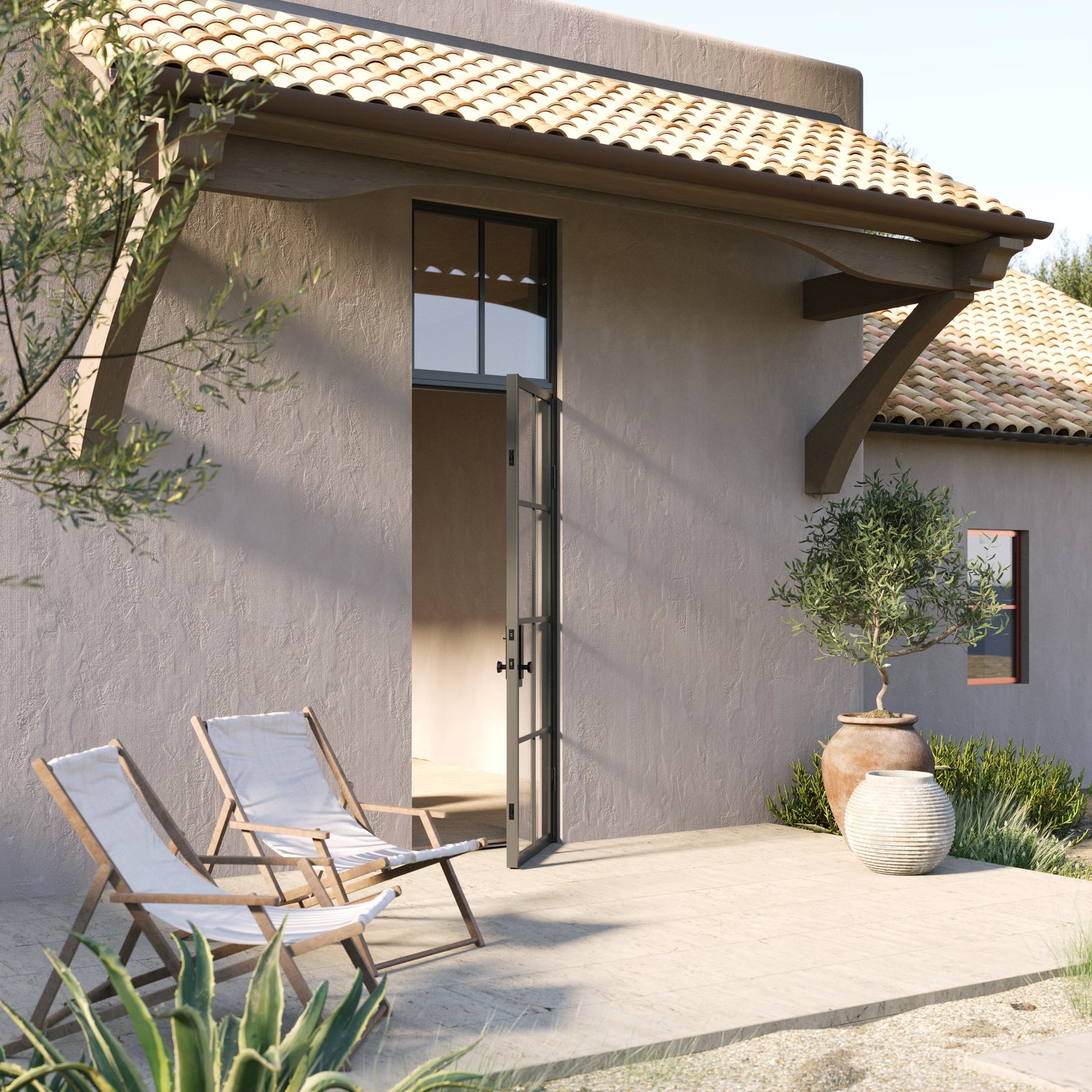 Exterior single flat architectural steel door with flat top window, NFRC rated and prehung