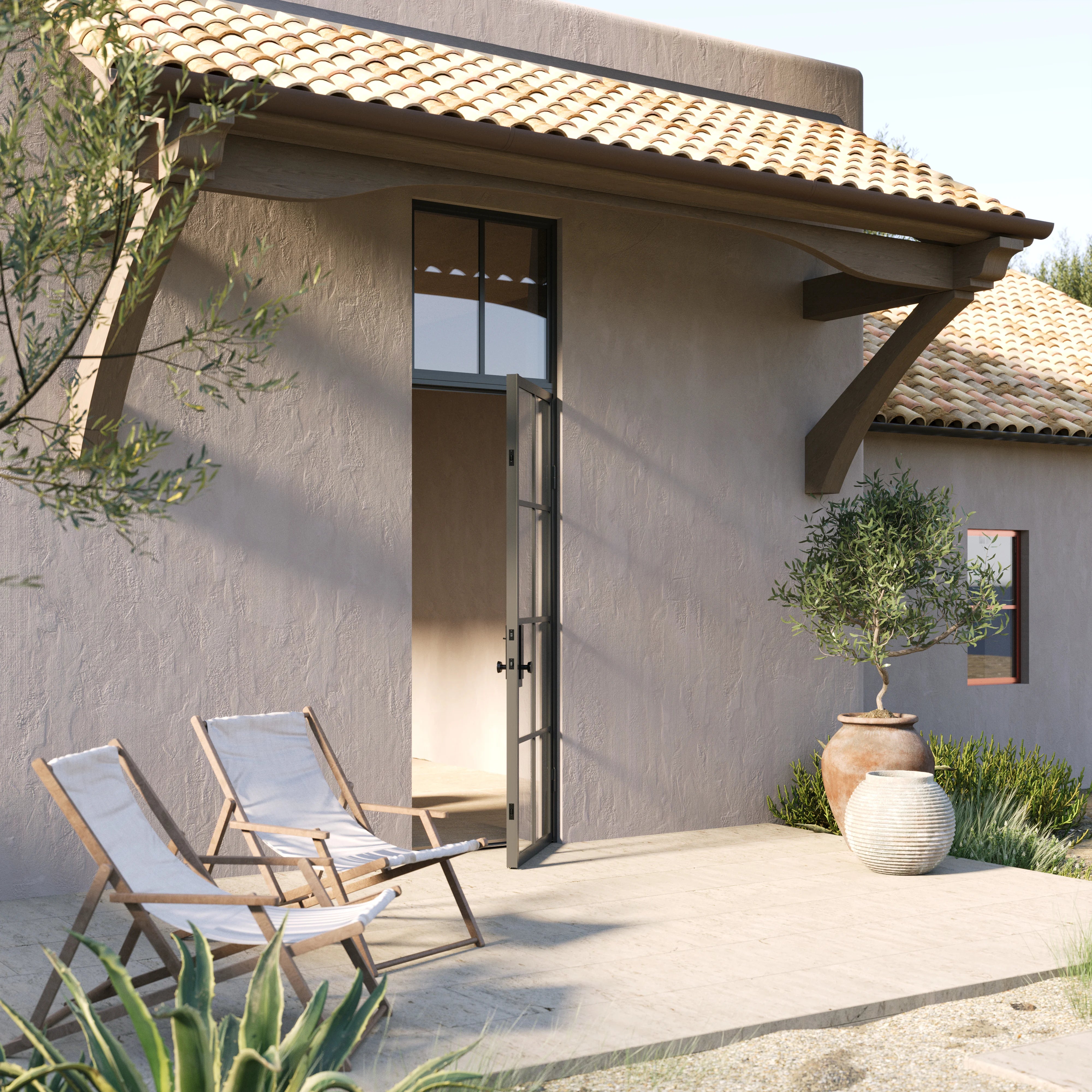 modern single entry with flat top window and insulated steel