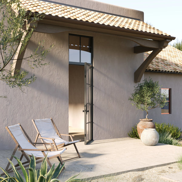 modern single entry with flat top window and insulated steel