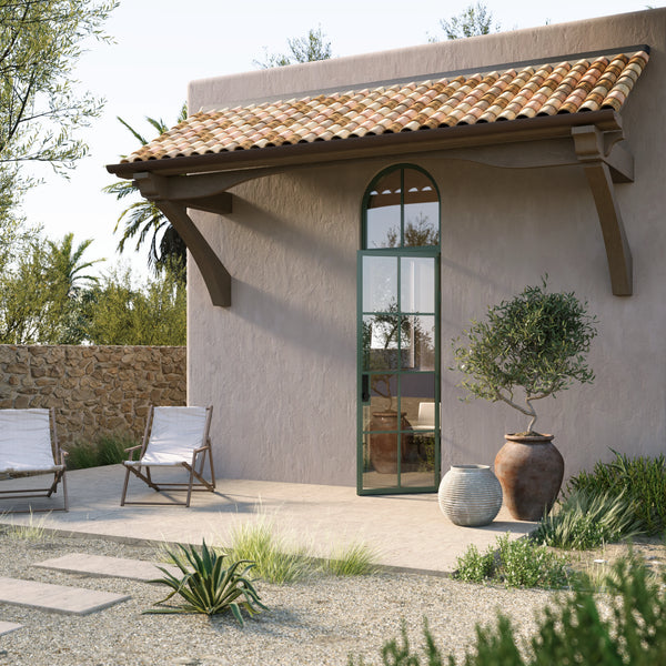 modern single entry with full arch top glass and insulation