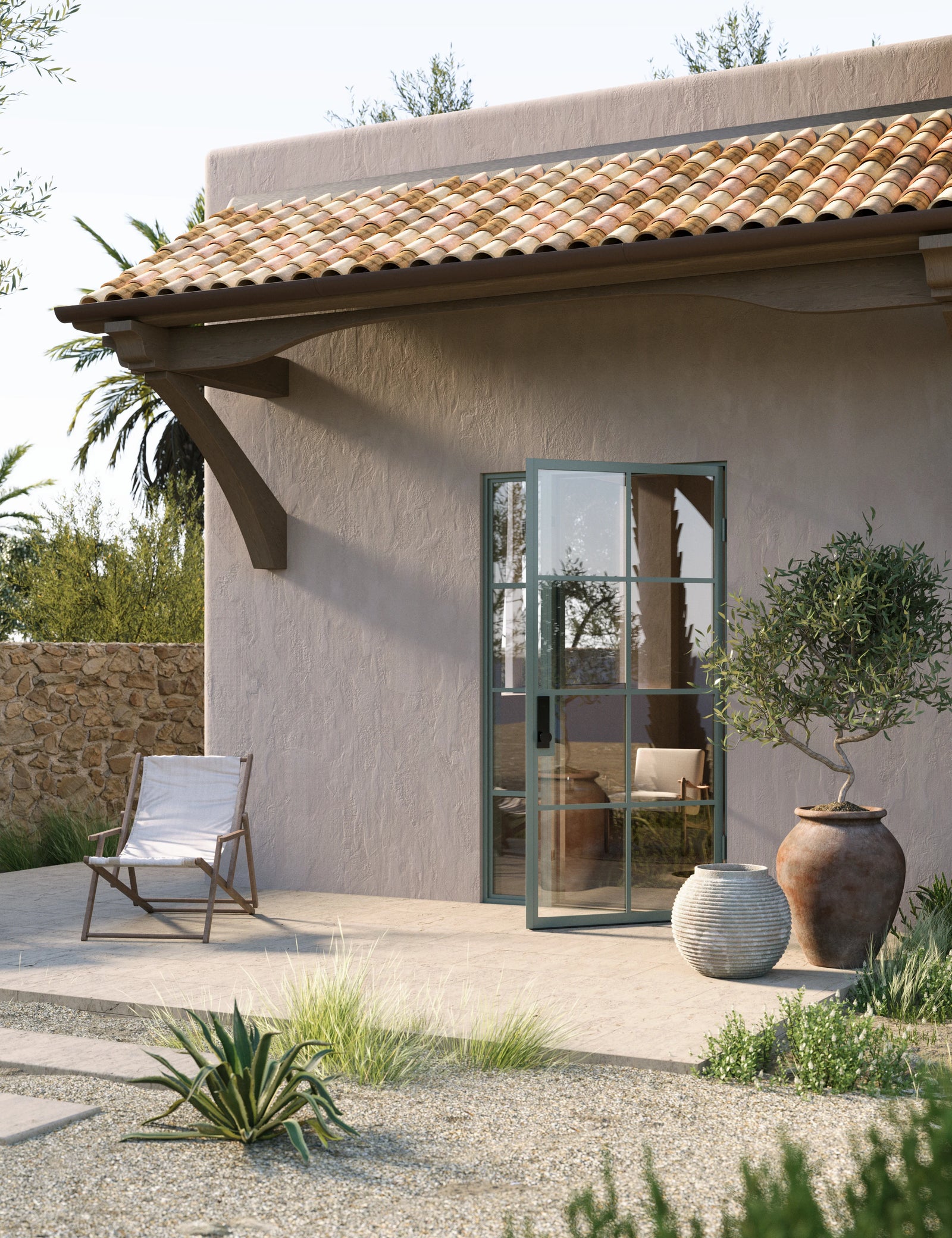 contemporary single door with left sidelight and thermal barrier core
