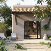 Air 5 double flat architectural steel entry door with right side window